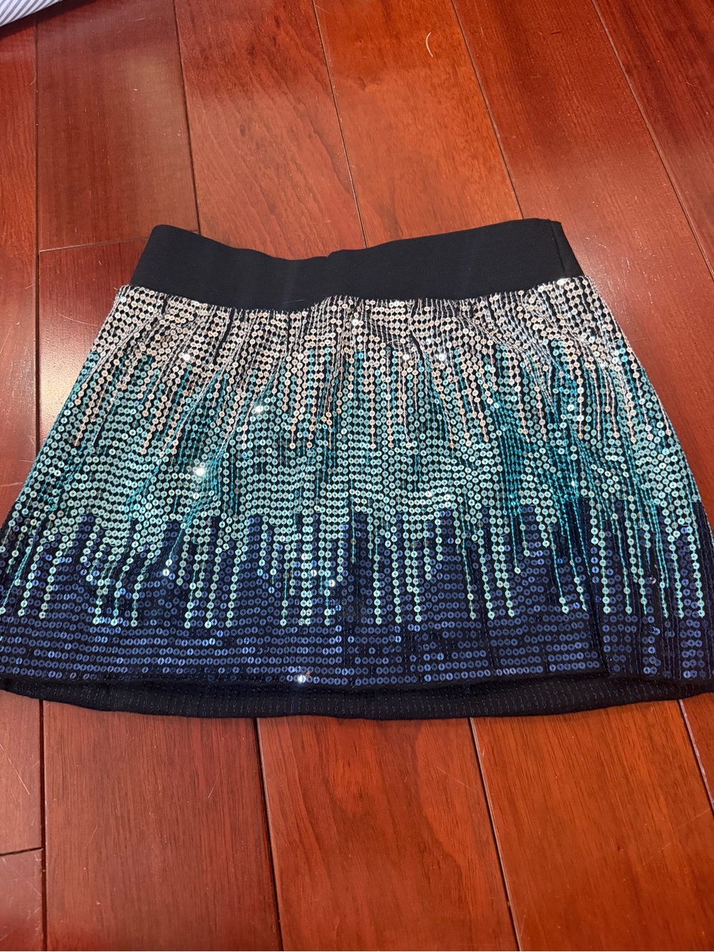 Free People Sequined Ombre Mini Skirt - Teal, Navy, Silver